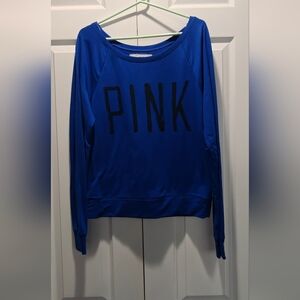 PINK Victoria's Secret Royal Blue Sweatshirt with Black Lettering, Size M